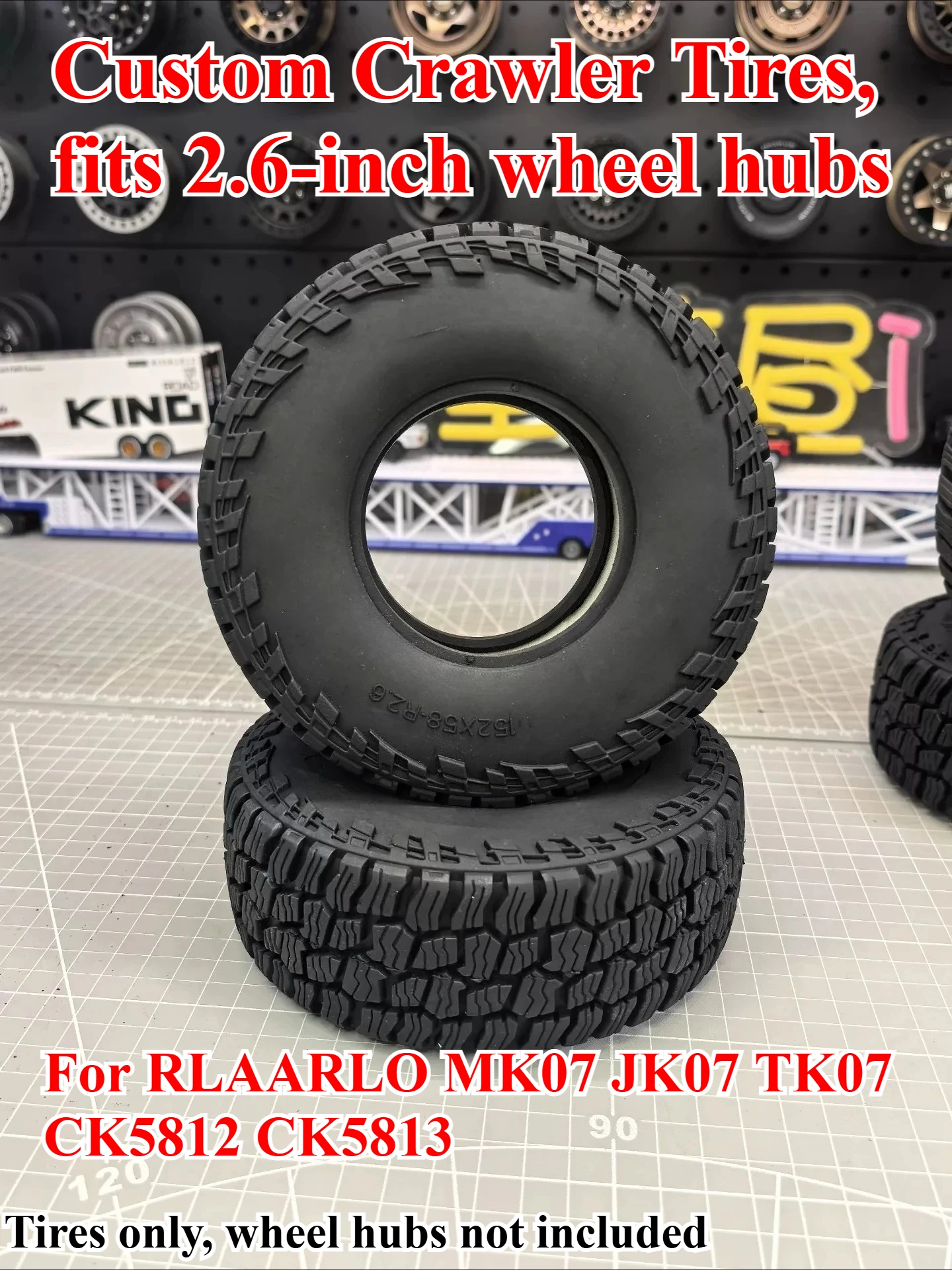 Ensemble de pneus tout-terrain personnalisés de 2.6 pouces pour Crawler RC 1/7, pour RLAARLO MK07 JK07 TK07 CK5812 CK5813, accessoires de mise à niveau des performances
