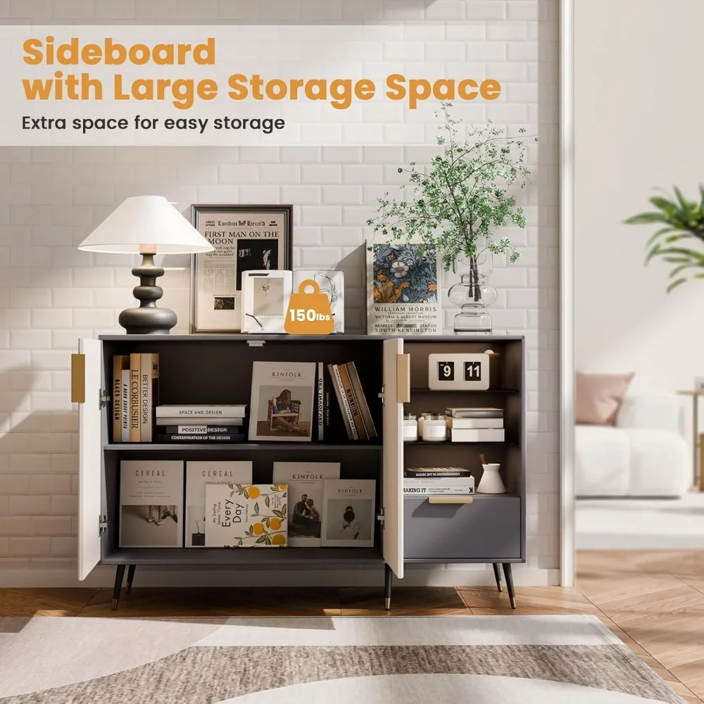 خزانة جانبية واسعة مخددة مع بابين، أدراج، بار قهوة المطبخ، بوفيه تخزين غرفة المعيشة