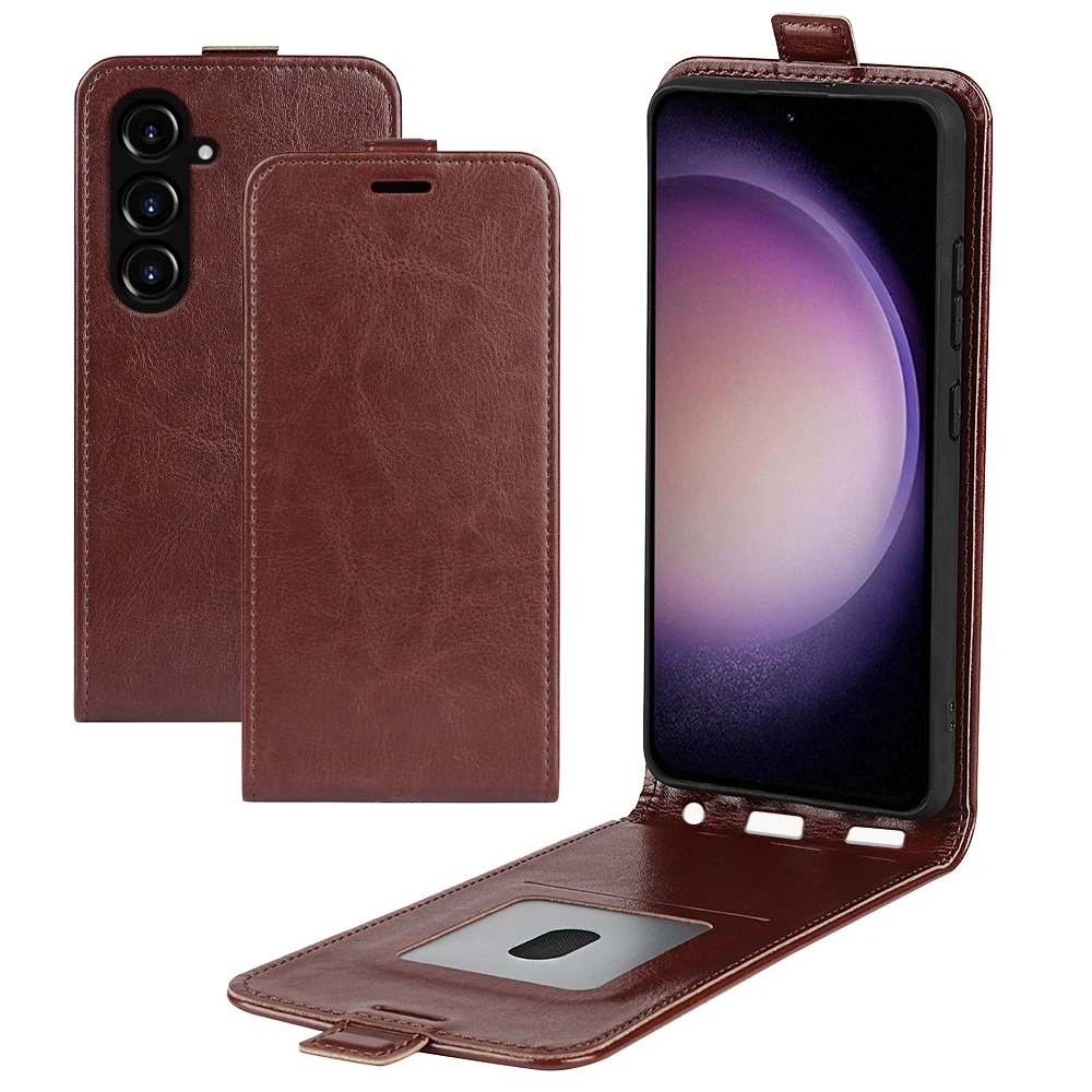 S23 fe galaxy s23fe flip vertikale hülle luxus leder retro haut buch volle abdeckung für samsun galaxy s23 fe phone funda taschen