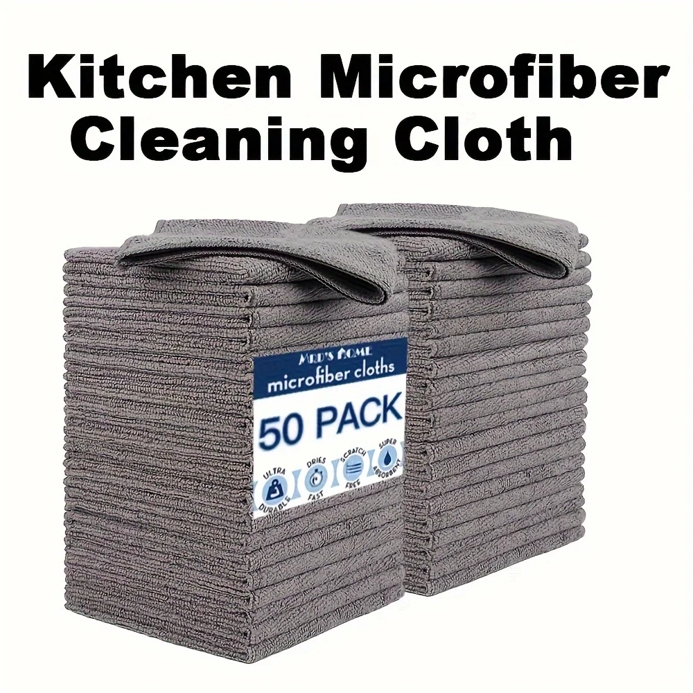 

Microfiber Cleaning Cloths - Ultra Absorbent, Stain & Grease Removal Towels For Kitchen, Bathroom, Car & Glass - Dura