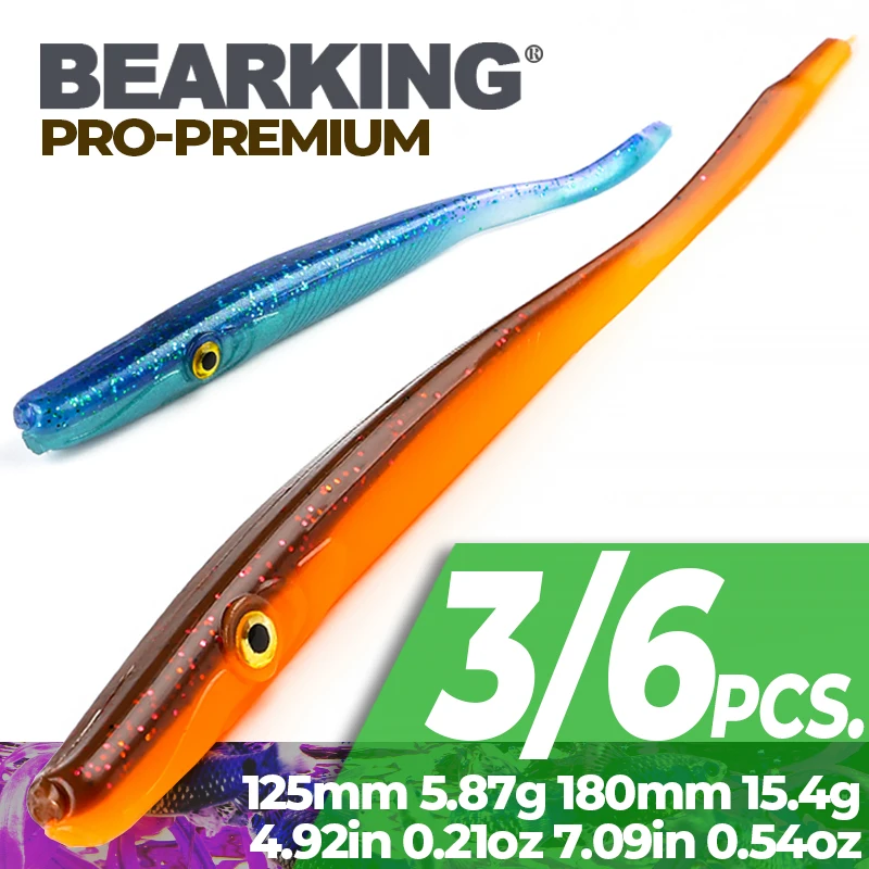 BEARKING-aparejos de pesca de 12,5 cm y 18cm, señuelo de pesca suave Crazy Slug, cebo Artificial de silicona, gusano, sábalo, Anguila, aguja