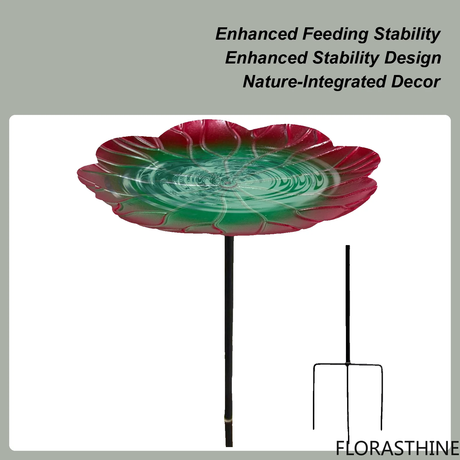 Bird Baths for Outdoors Bird Bath Bowl Outdoor Feeder Weather Feeding Resistant Station with 3-Pronged Base for Ground Balcony