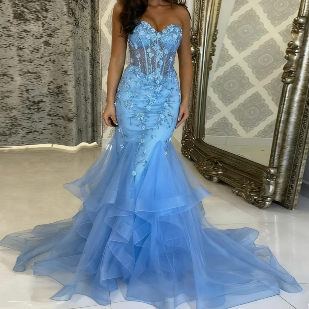 Charming Appliques Floor Length Birthday Party Prom Gowns Personalized Exquisite Illusion Evening Dresses Custom Made