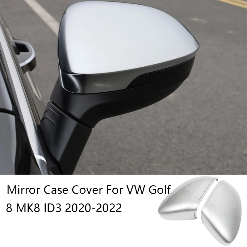 

2Pcs Mirror Covers Caps RearView Case For VW Golf 8 MK8 ID3 2020-2022 Matt Silver Car Accessories