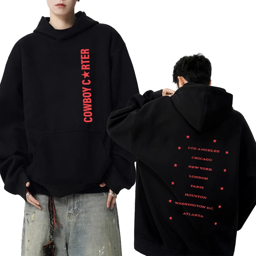 

New in Beyonce Cowboy Carter 2025 Double Sided print Hoodies Men women fashion Y2k Sweatshirt Unisex Fleece Long sleeve pullover