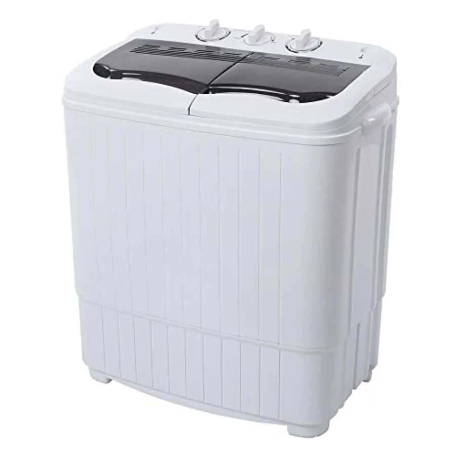 

Compact Portable Washing Machine with 15LBS Capacity and Builtin Drain Pump for Small Spaces: Ideal Mini Twin Tub Washer with S