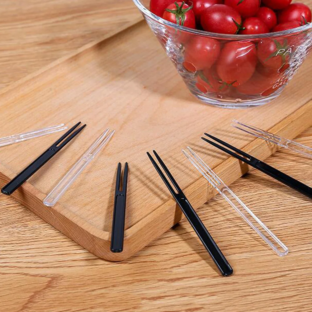 

200Pcs Disposable Fruit Forks Two Tooth Plastic Picks Cake Wedding Birthday Party Supplies Disposable Fruit Picks