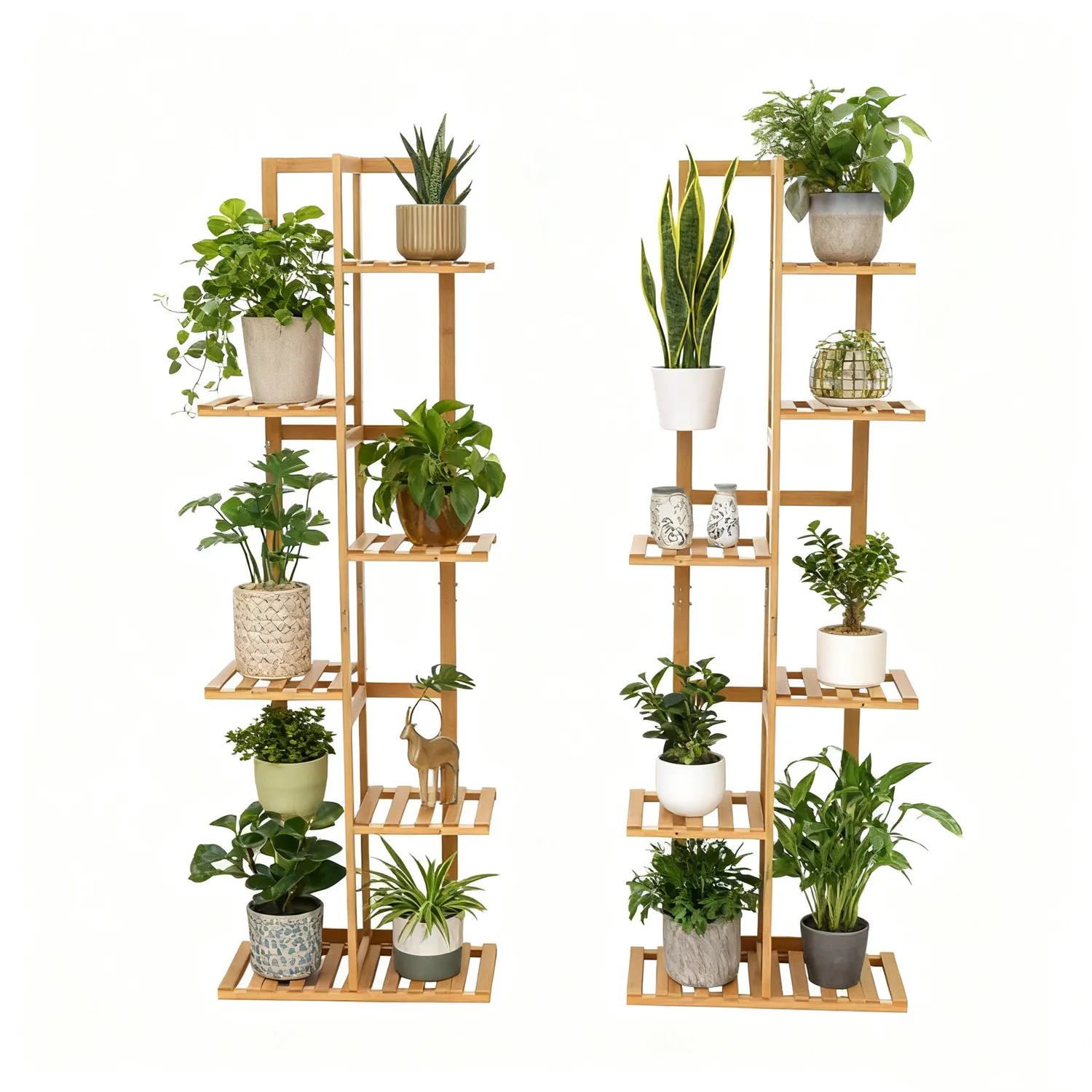 Bamboo Plant Stand Tall  Flower Stand Storage Display Rack for Indoor Outdoor