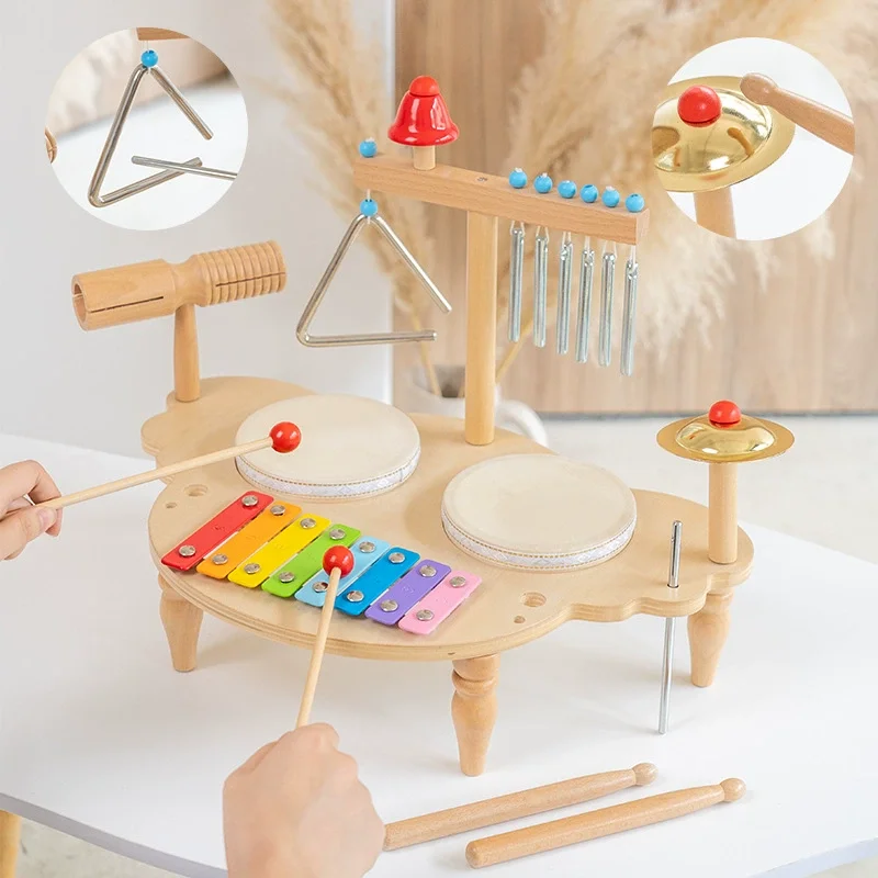 Montessori Bildung Beschäftigt Brettspiele Holz Multifunktionale Percussion Trommeln Musikinstrument Kleinkind Spielzeug Sensorischen Spielzeug Geschenk