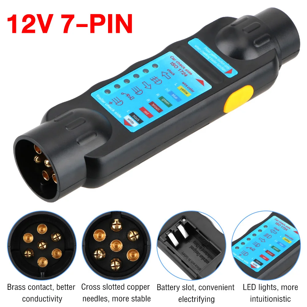 12V 7/13Pin Car Towing Light Tester Trailer Plug Socket Diagnostic Tools Caravan Towing Tow Bar Light Wiring Test Accessories