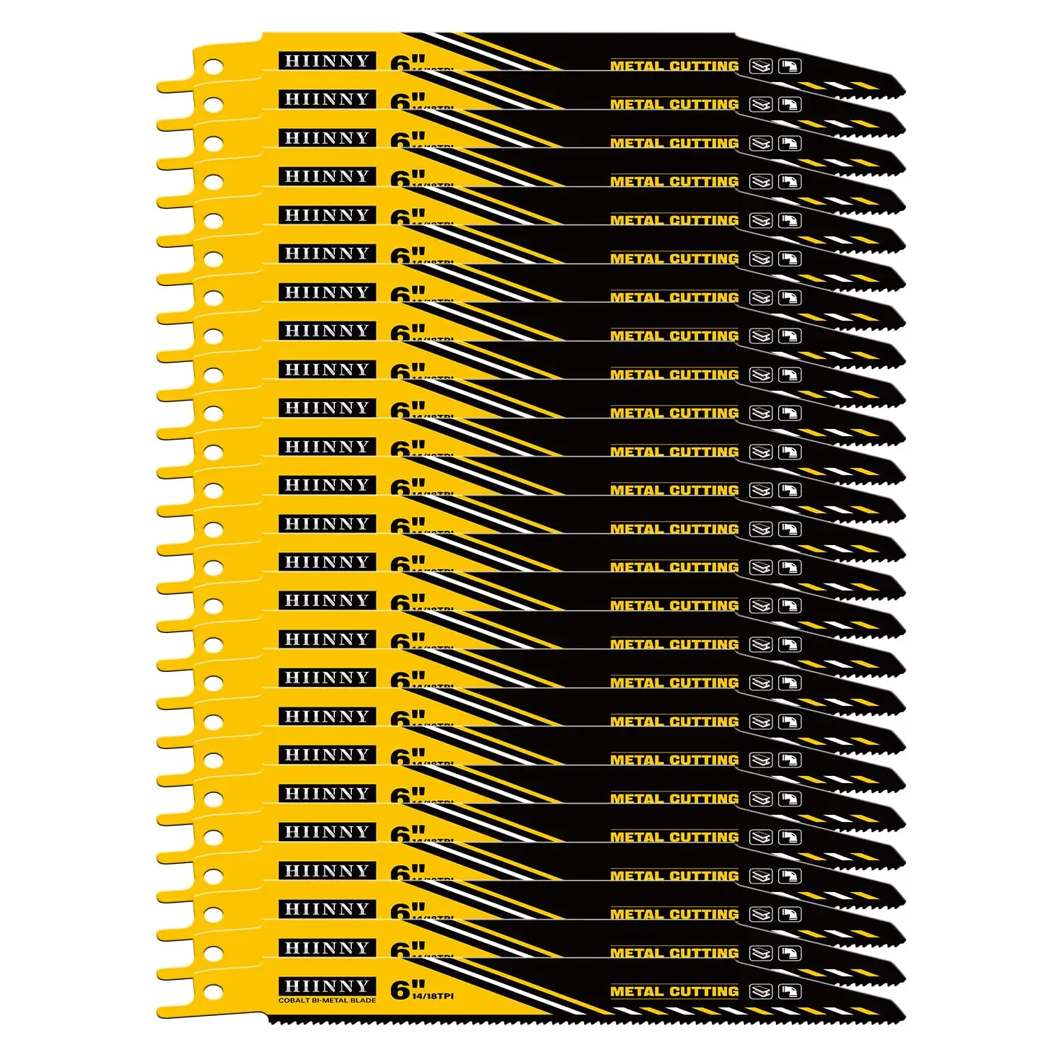 

25 Pack 6 Inch Bi-Metal Reciprocating Saw Blades with M42 Teeth and Cobalt for Medium Metal Cutting