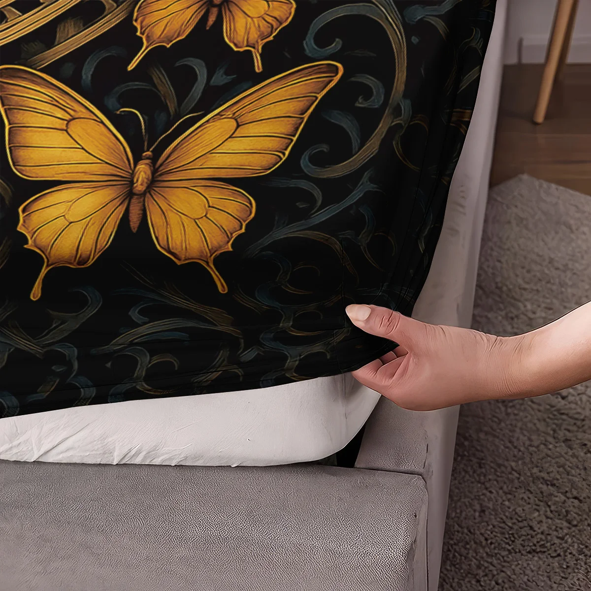 3 قطعة النمط الميكانيكي فراشة الحشرات طباعة Coreless غطاء سرير مجموعة متعددة الحجم غطاء سرير مريح غرفة نوم الفراش الديكور