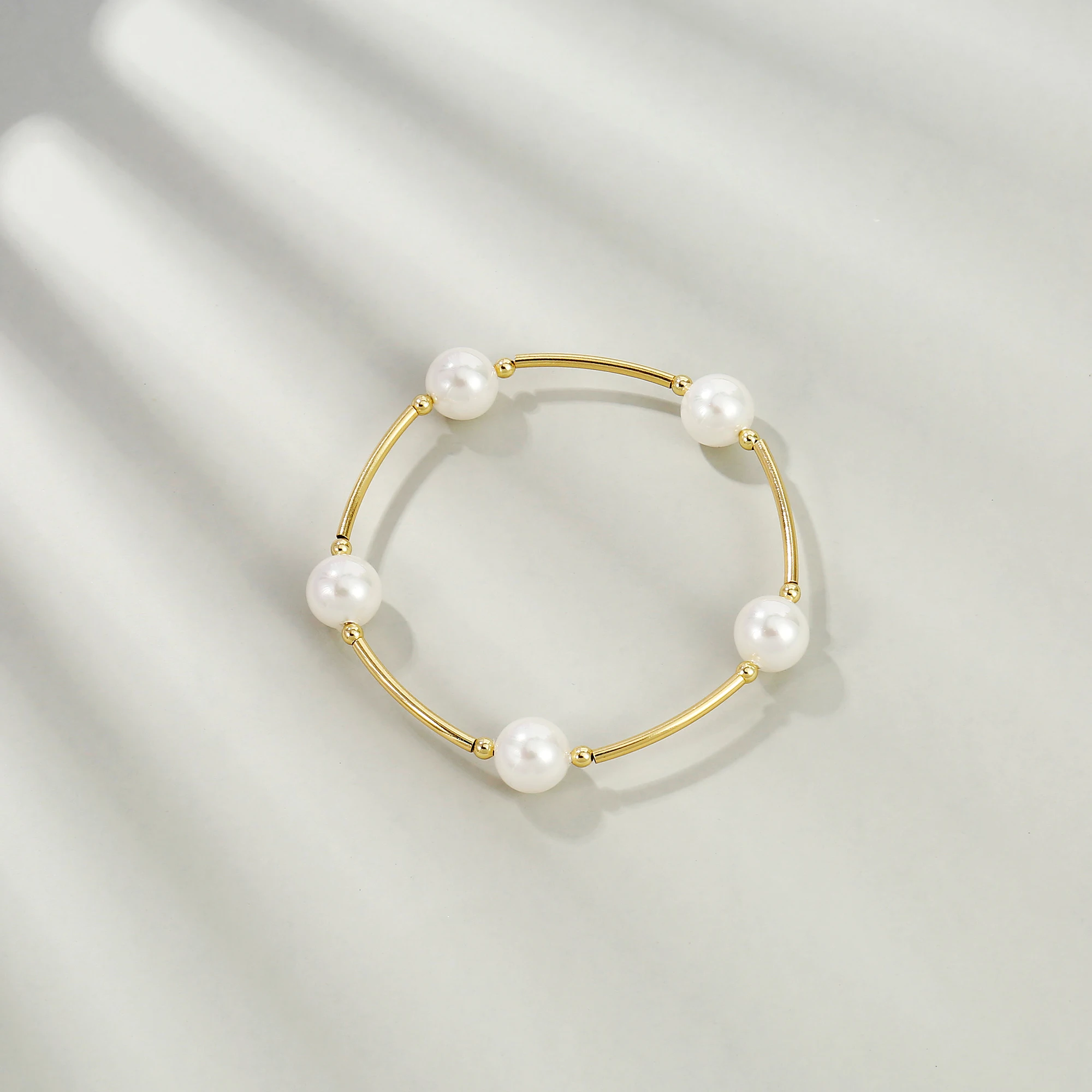 

Badu 10mm White Pearl Bracelet for Women Stackable Friendship Blessing Bracelet Girls Party Wedding Jewelry Gifts