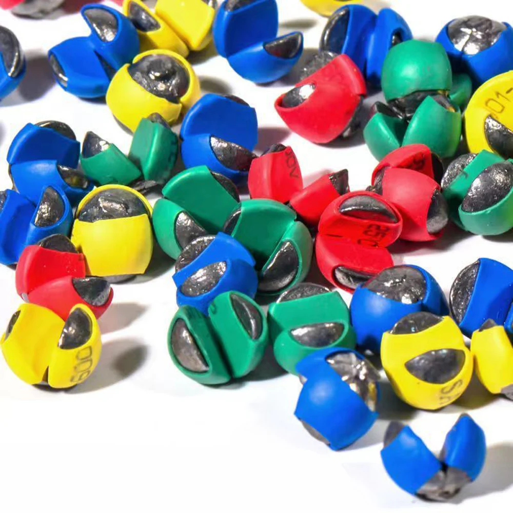 100PCS Quick Opening Fishing Lead Sinker Mix Set G2-6B Round Bite Weights Biting Clip Wrapping Glue Protect Line Sinkers Tackle