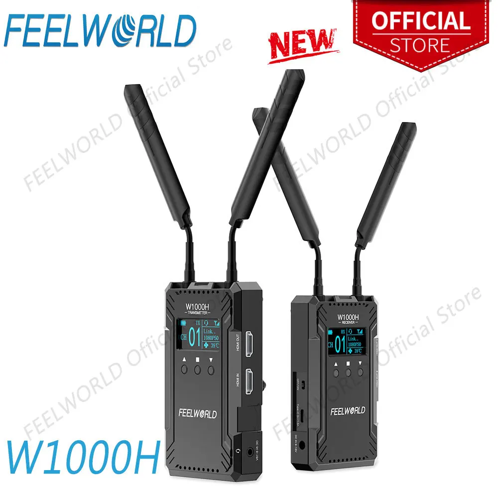 

FEELWORLD W1000H Video Transmission System Dual HDMI Full Duplex Intercom Live Streaming OLED Screen Design 1080P HD Image