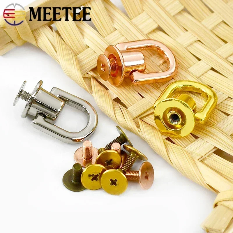 5/10/20pcs 10mm D Ring Bag Handles Chain Hook Handbag Side Clip Screw Nail Rivet Webbing Strap Connector Clasp Buckle DIY Craft