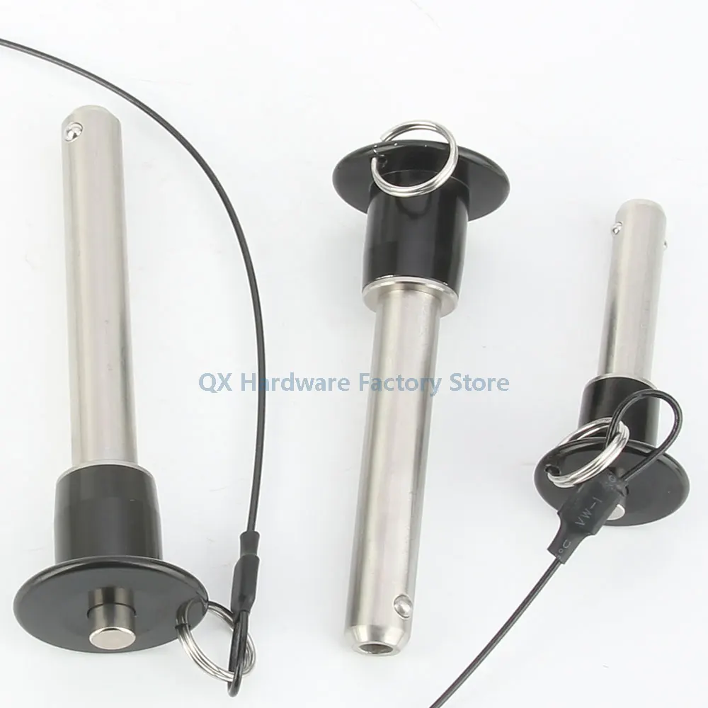 QX011 Stainless Steel Spring Load Detent Pin Button Handle Quick Release Ball Lock Pin With Fasten Rope For Positioning - Image 3