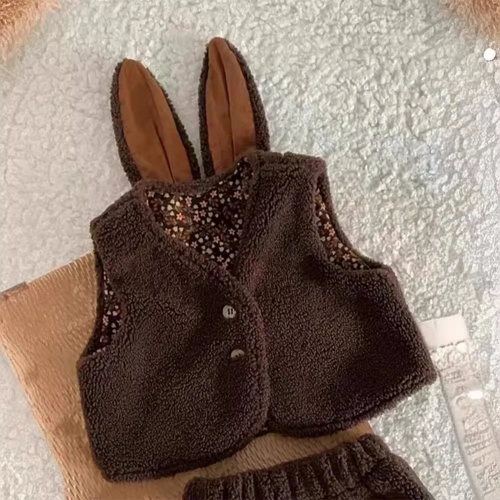MJ230159 Baby Autumn Winter Thickened Vest And Shorts Set Two-Piece Suit for Babies Warm Clothing Ensemble for Infants