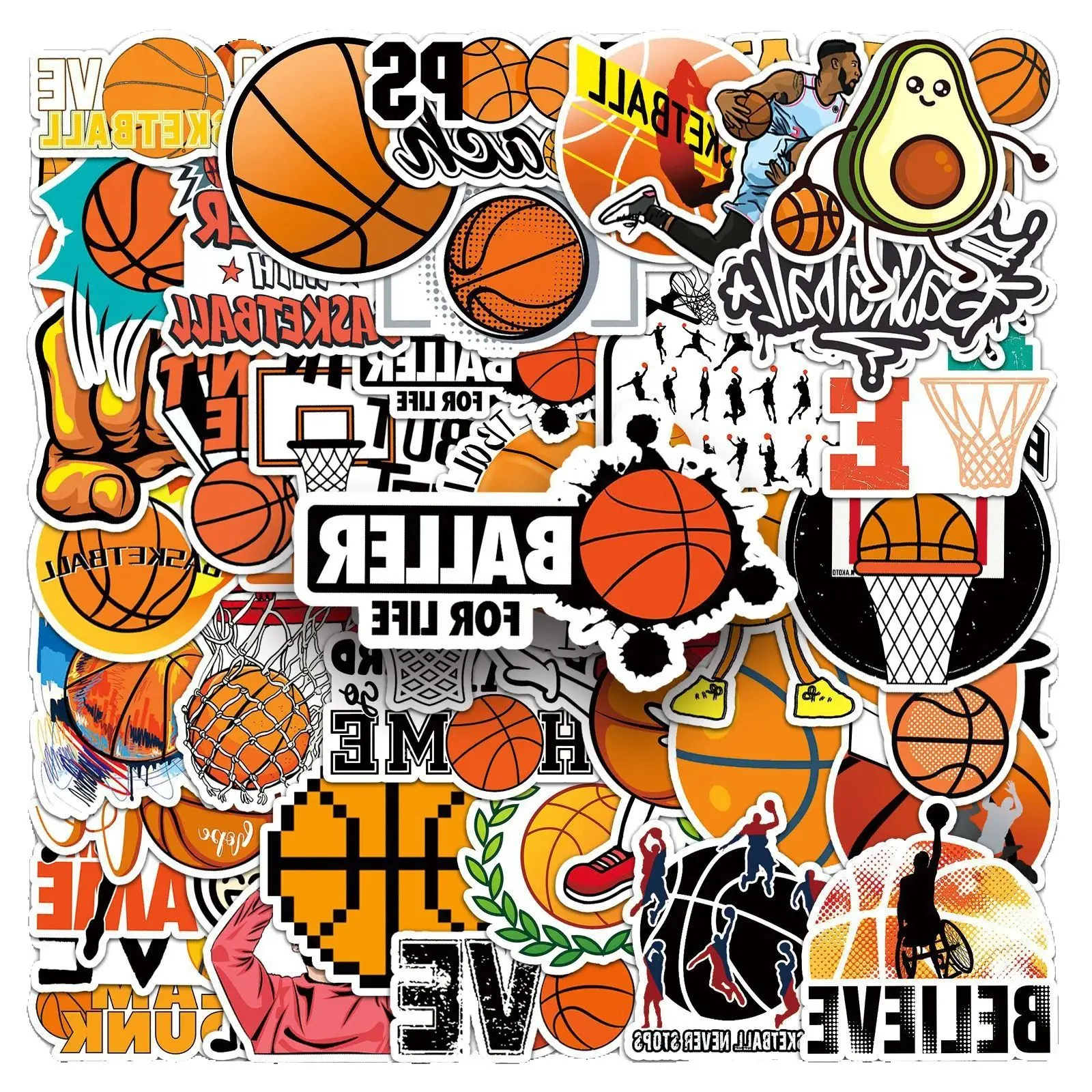 50 pçs dos desenhos animados basquete adesivo graffiti bagagem capacete carro guitarra diy personalizado adesivo de parede brinquedo decoração