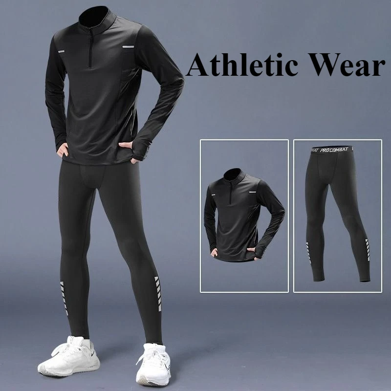 Spring Men's Running Sportswear Set Moisture Wicking Gym Clothes Stretch Athletic Wear Workout Suits for Men Training Tracksuit