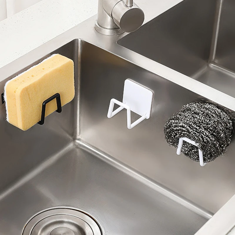 1pc Kitchen Sponges Holder Plastic Sink Sponges Drain Drying Rack Self Adhesive Storage Holder Wall Hooks Kitchen Organizer