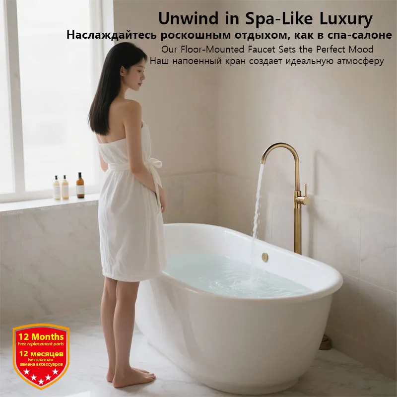 

Modern Freestanding Bathtub Faucet Hot Cold Brass Mixer Bath Tap Single Handle Black Brushed Gold Chrome Tub Faucet for Bathroom