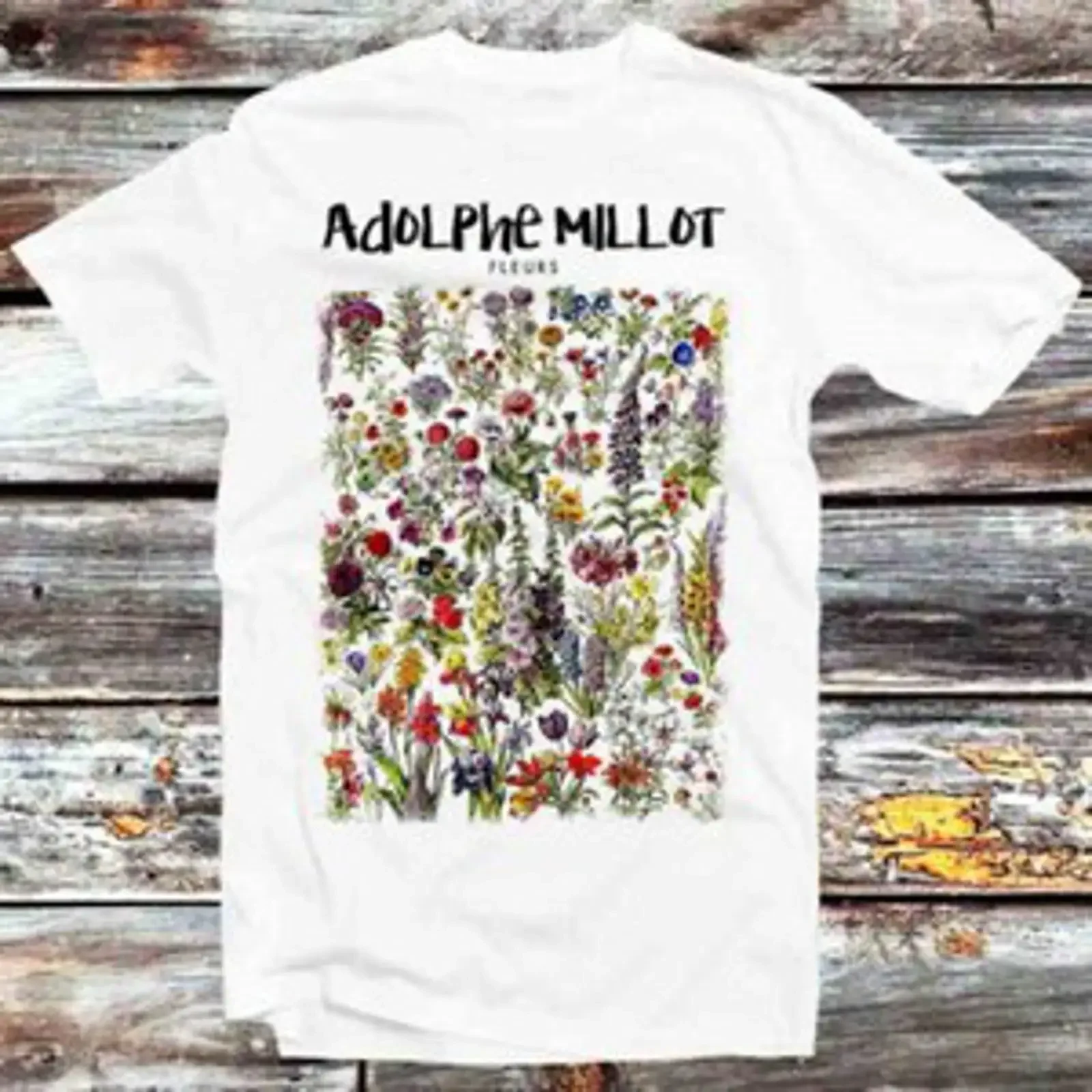 Camiseta Adolphe Millot Fleurs Blumen Botanik Wissenschaft Garten B1012 vintage lavada informal elegante ligeramente desgastada