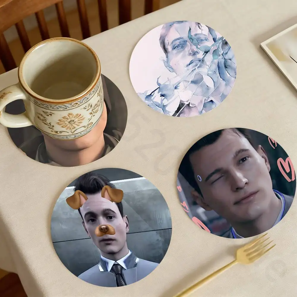 

D-Detroit Become Human Game Wooden Theme Desktop Heat Mats Home Decor Coffee Mug Coasters For Office Restaurant
