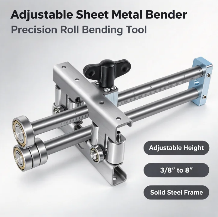 Sheet Metal Bender Adjustable Height 3/8 to 8 Inch Fabrication Tool Manual Bending Machine for Workshop DIY Steel Plate Folding