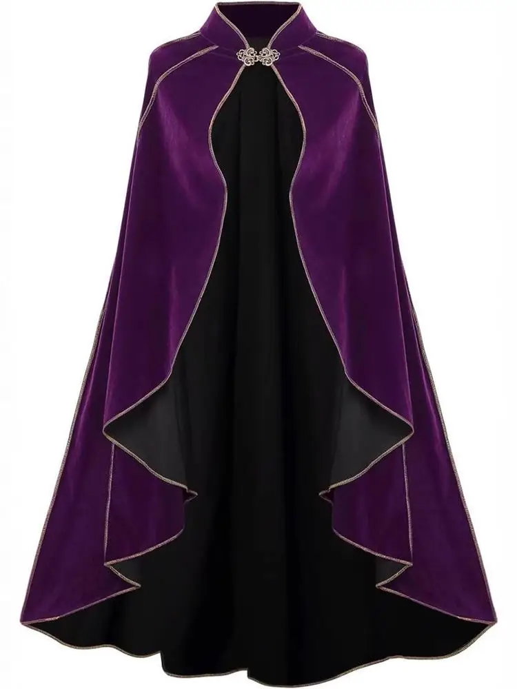 Cape en velours médiévale pour femmes, Costume de spectacle sur scène d'halloween, Design rétro doré, nouvelle collection printemps 2025