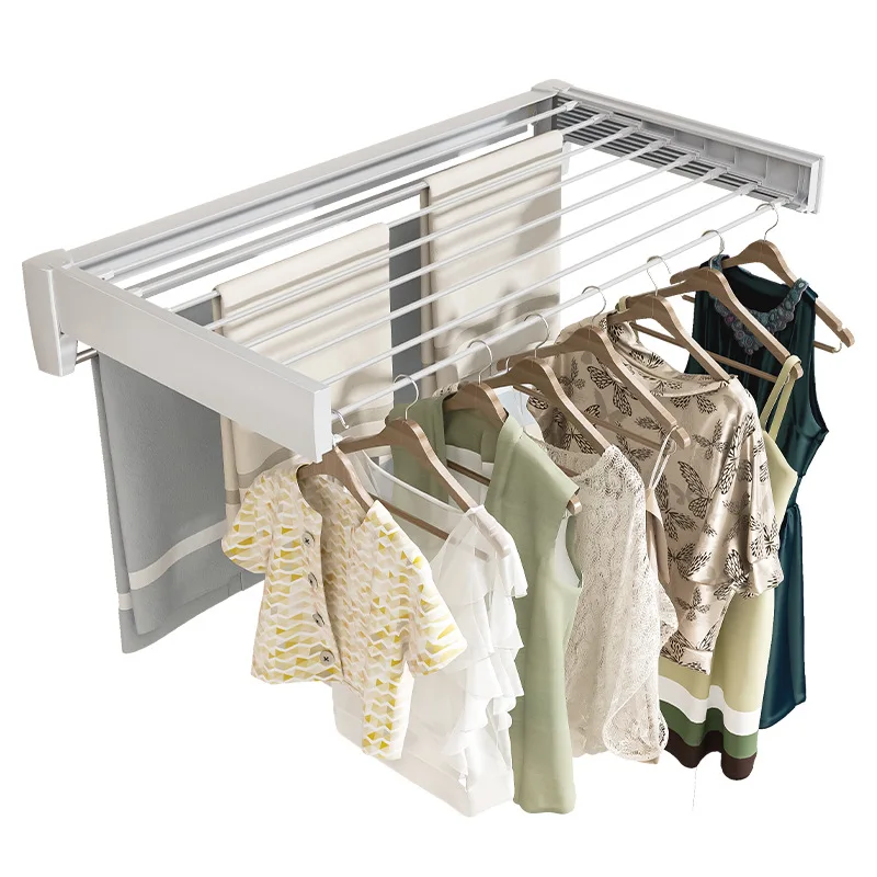 Hidden Foldable Retractable Wall Drying Rack Bathroom Towel Holder