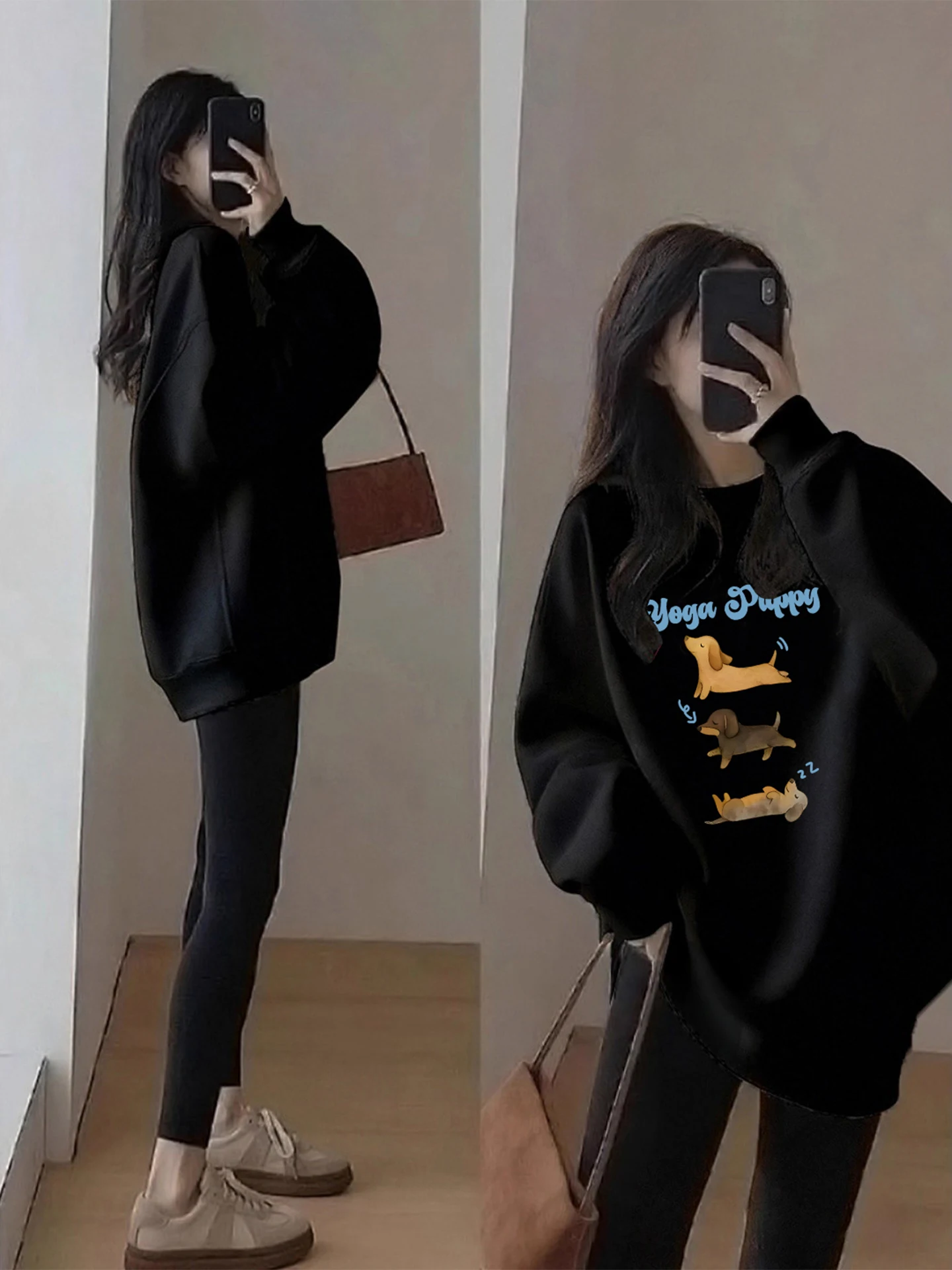 

Женская толстовка оверсайз с круглым вырезом и капюшоном, утепленная, осенне-зимняя, из смесового хлопка и полиэстера, с длинными рукавами