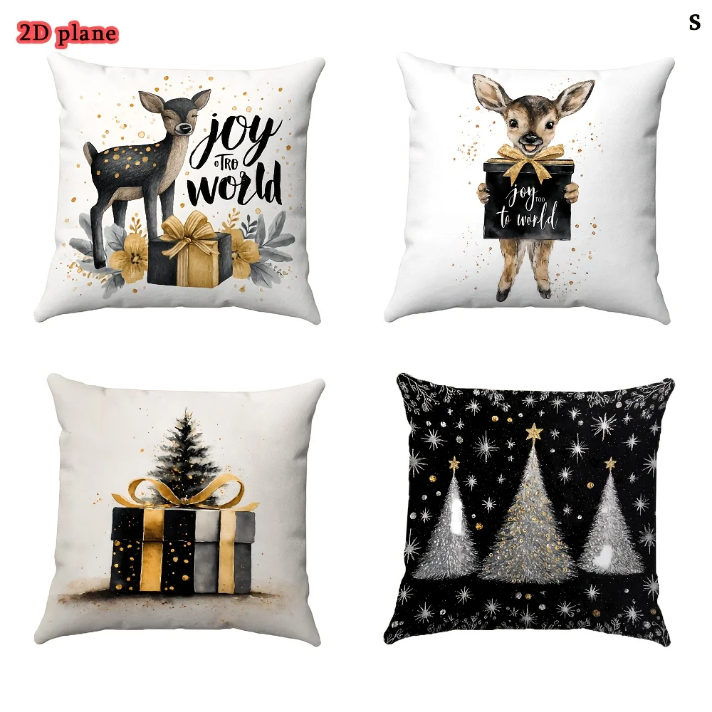 Cute Woodland Deer Family Joy to World Nursery Decor Throw Pillow Pillow Cover for Baby Boy Girl Room