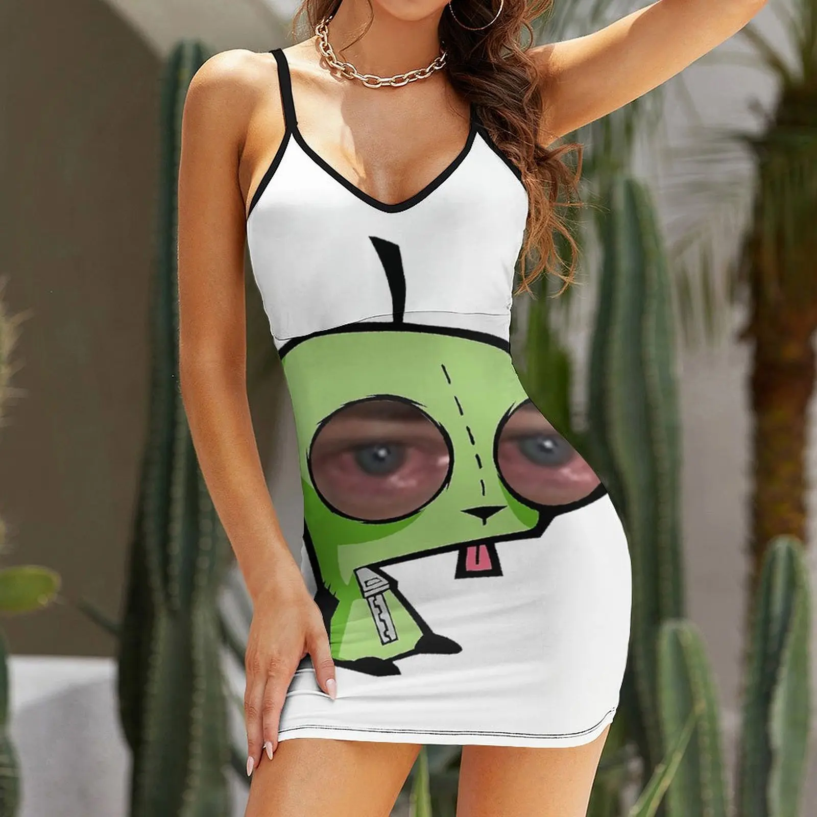 Invader Zim Gir With Brendan Fraser Crying Eyes  Y Women's Sling Dress Casual Graphic Sexy  Woman's Gown Joke Cocktails The Dres