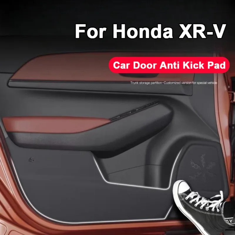 For Honda XRV XR-V 2015-2025 Lychee Grain Leather Car Door Anti-Kick Pad Door Protector Mat Anti-Dirty Anti-Collision Stickers