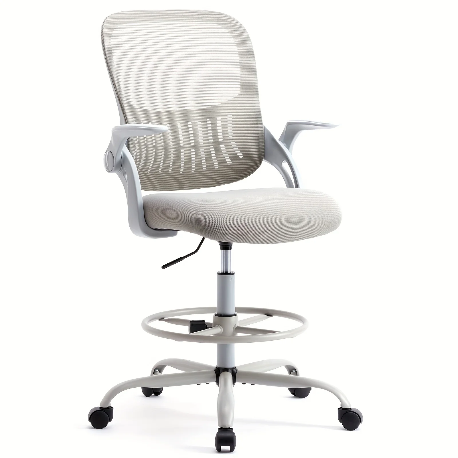 

Drafting Tall Office Chair, High Ergonomic Standing Desk Computer Chairs-Mid-Back Mesh,Wheels and Foot-Ring for Bar, Lab, Work