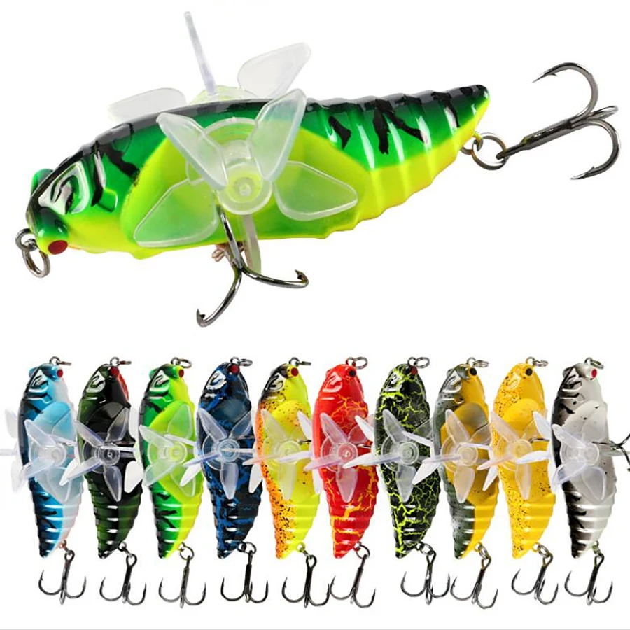 

1PCS Biomimetic Bait Plastic Hard Bait 7.5cm15.4g Water Surface Rotating Tractor Cicada Road SubBait Fishing Lure Fishing Tackle