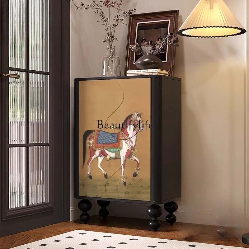 

ls 42Medieval style to success Solid wood storage three-bucket cabinet Bedroom bedside cabinet