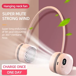 GOONE Hanging Neck Fan 1000 MAh Quiet Small USB Rechargeable Ai Screen Display Portable Mini Ventilateur Venty Fan Portable