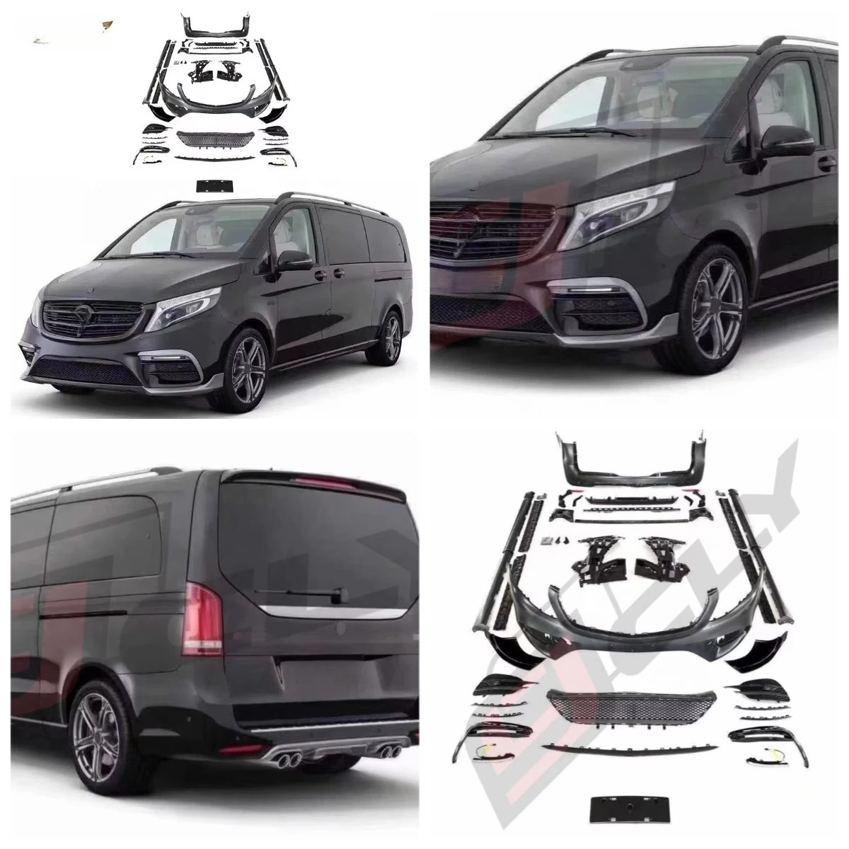 

Flying Wing Genuine Body Kits For V Class Vito Upgrade BARBS Front Rear Car Bumpers With Grille Rear Diffuser With