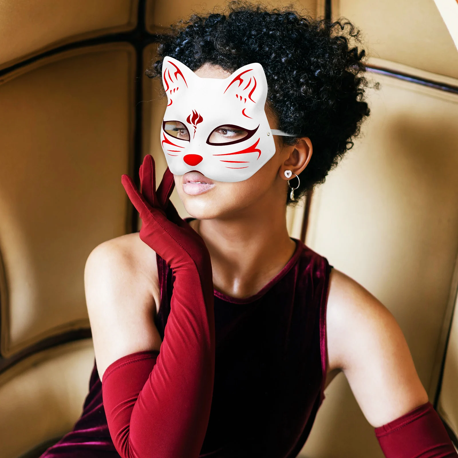 

7pcs Blank Paper Cat Masks Unpainted Animal Face Masks For Masquerade Party Diy Craft Decoration Comfortable Elastic