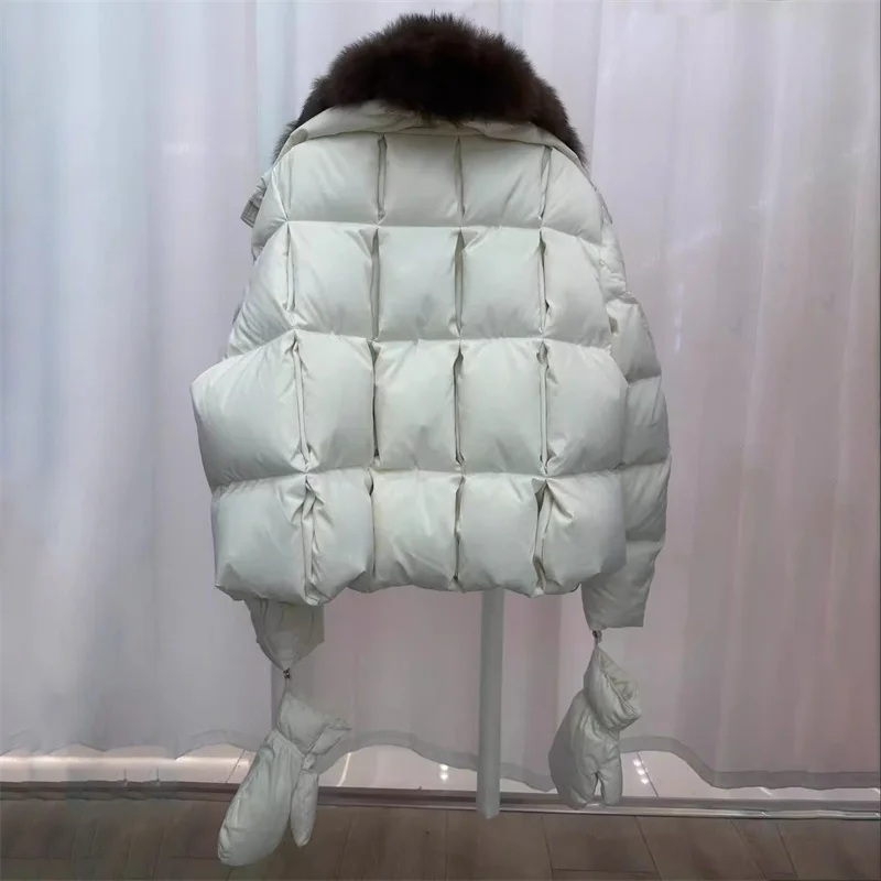 سترة نسائية أسفل معاطف جديدة من ريش البط الأبيض لشتاء 2025 معطف فرو الثعلب الحقيقي معطف سميك دافئ y2k معاطف نسائية #6