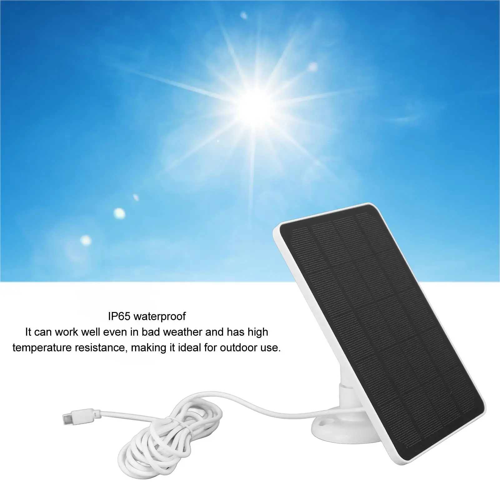 4W Waterproof Solar Panel - Durable 5V Wireless Charging for rechargeable Battery Surveillance Cameras