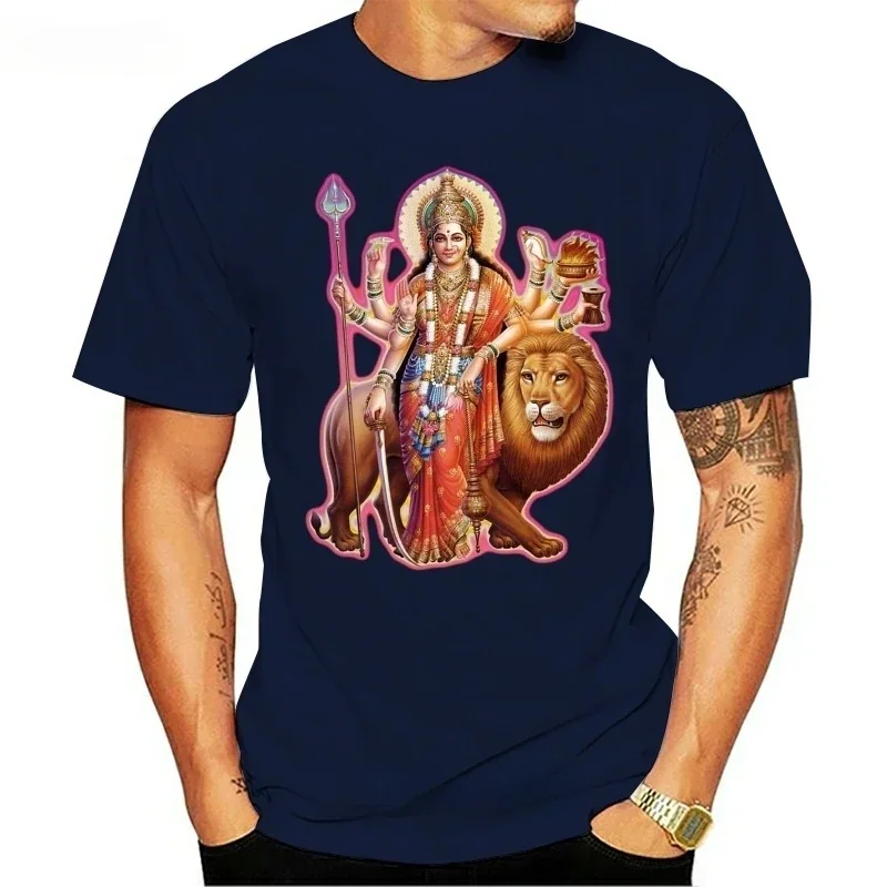 heavyweight DURGA  T-shirt Kali Shiva Krishna Hinduism Yogaer Goddess Meditation Sleeve Tee Shirt Homme T Shirt Fashion Style