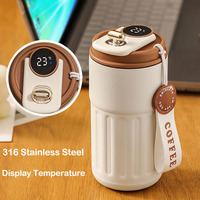 450ml Thermos Bottle Smart Display Vacuum Cup Office Coffee Cup Business Portable Temperature 316 Stainless Steel Thermal Mug