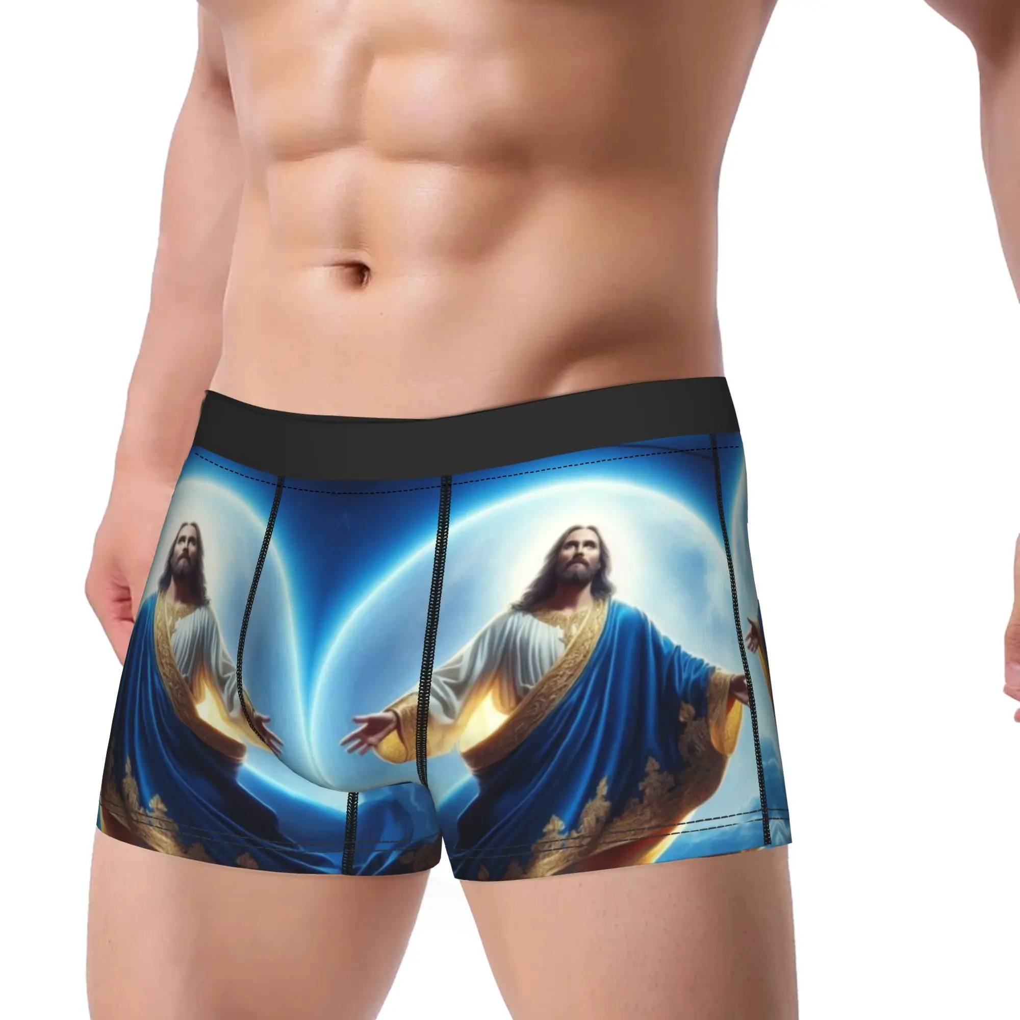 Men's Catholic Christ Jesus Boxers,Novelty Religious Christianity Underwear Underpants