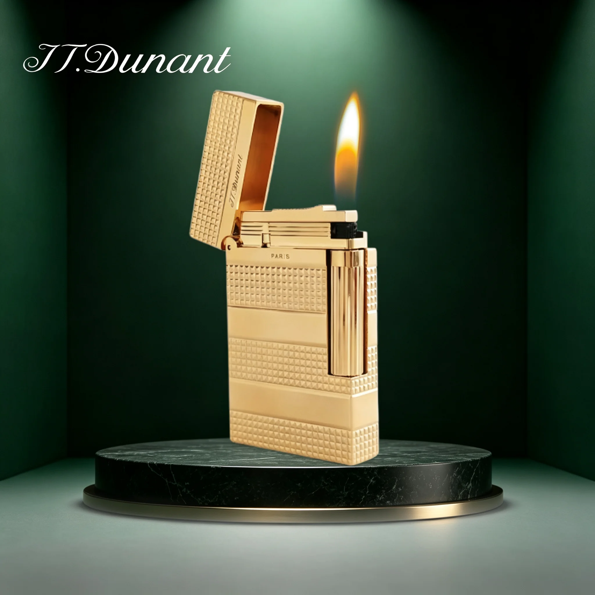 JT.Dunant Lighter Horizontal Stripes Design Smoking Cigarette Tobacco Lighters Men Boy Father's Gift
