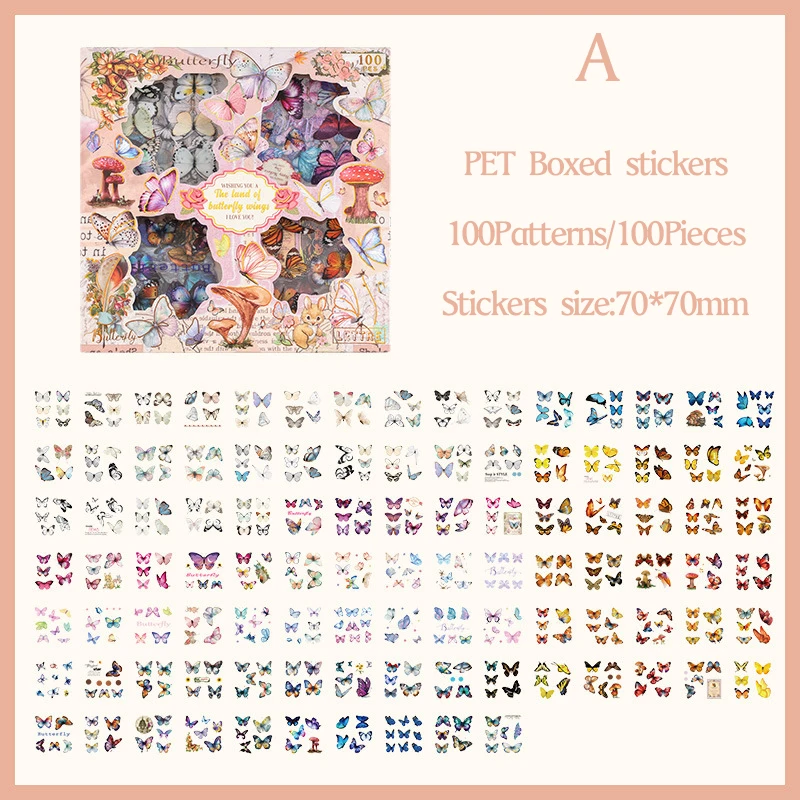 Journamm 100pcs/pack Vintage Decor Sticker Gift Box Set Waterproof PET DIY Scrapbooking Junk Journal Album AestheticsStationery