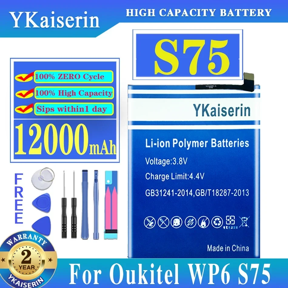 YKaiserin Mobile Phone Battery For OUKITEL WP6 Battery 12000mAh Long Standby Time High Capacity for OUKITEL S75 Battery