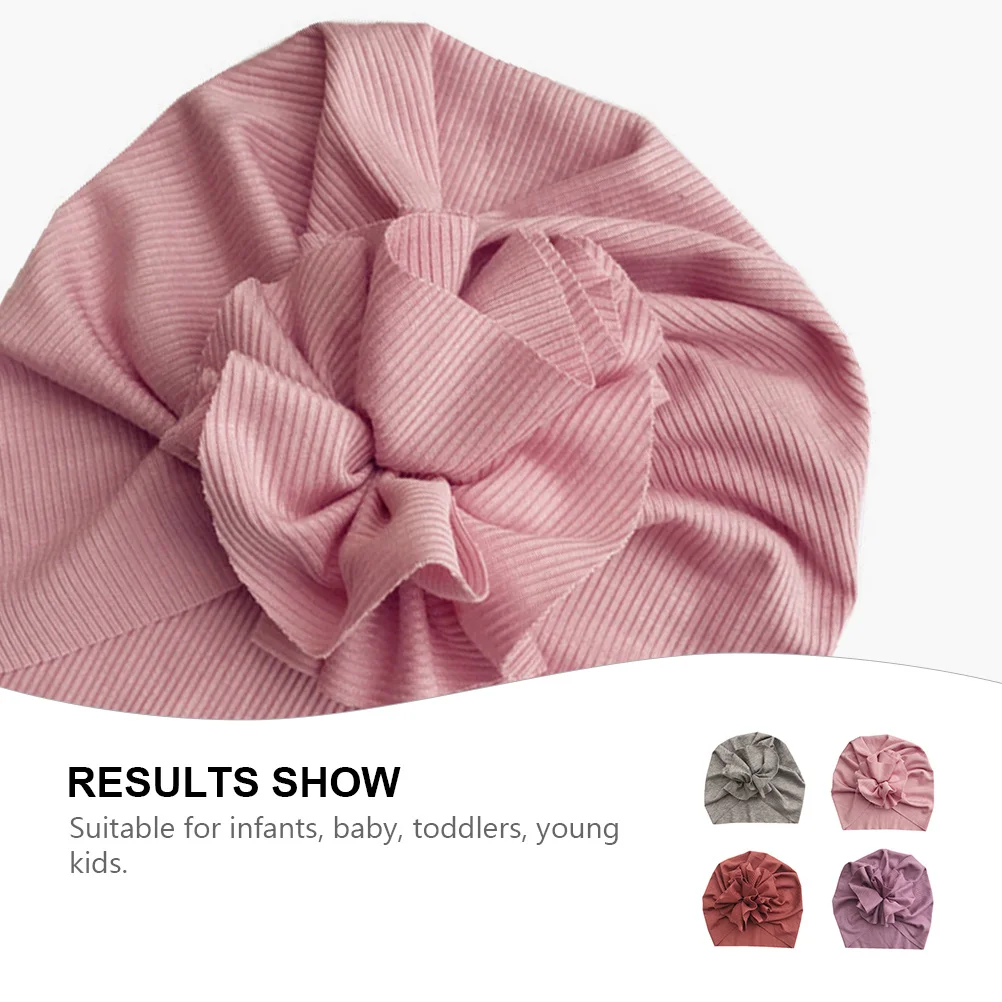 

4pcs Flowers Newborn Baby Hat Crochet Beanie Creative Printing Breathable Cap For Infant Toddlers Elastic Turban Baby